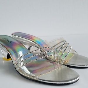 Metaphor Peggy Clear Slide Heel Metallic